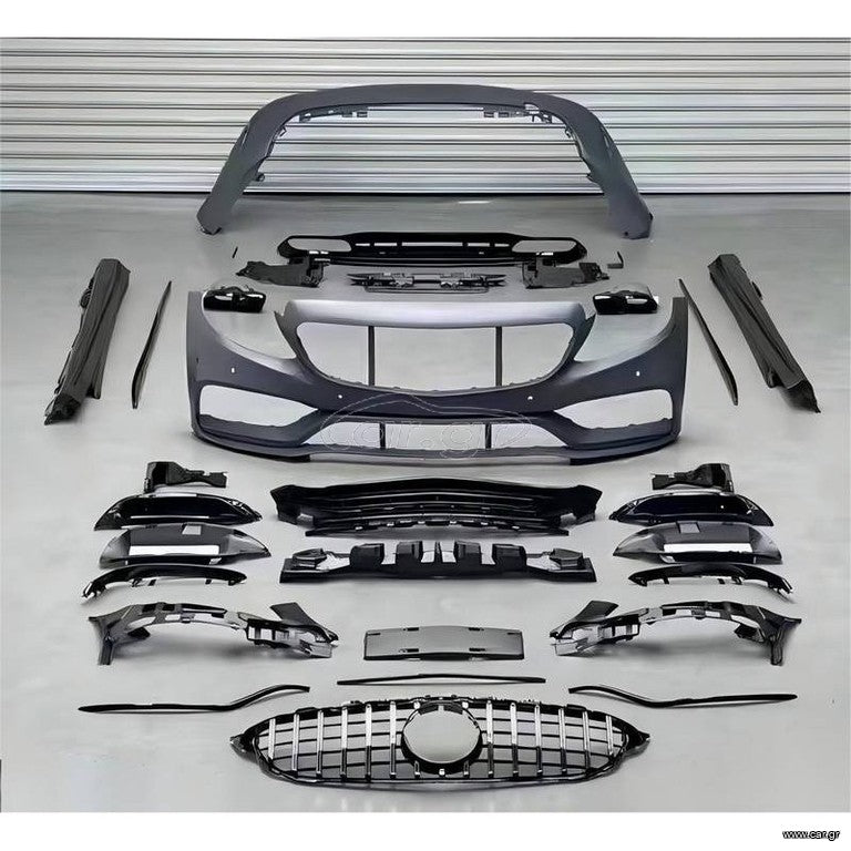 Body Kit Για Mercedes-Benz C-Class W205 14-20 Sedan Amg C63s Facelift Look Με Μάσκα & Μπούκες Black Edition