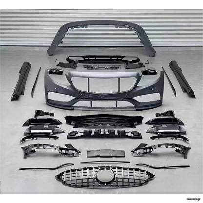 Body Kit Για Mercedes-Benz C-Class W205 14-20 Sedan Amg C63s Facelift Look Με Μάσκα & Μπούκες Black Edition