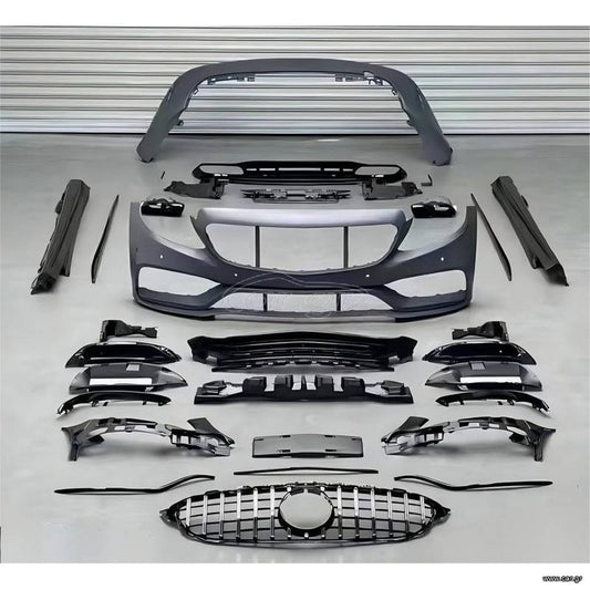 Body Kit Για Mercedes-Benz C-Class W205 14-20 Sedan Amg C63s Facelift Look Με Μάσκα & Μπούκες Black Edition