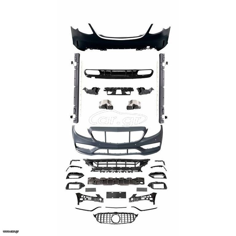 Body Kit Για Mercedes-Benz C-Class W205 14-20 Sedan Amg C63s Facelift Look Με Μάσκα & Μπούκες Black Edition