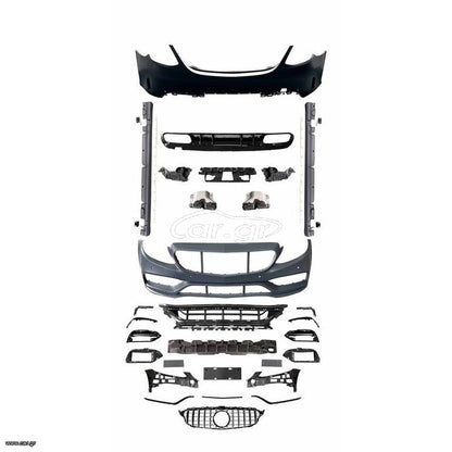Body Kit Για Mercedes-Benz C-Class W205 14-20 Sedan Amg C63s Facelift Look Με Μάσκα & Μπούκες Black Edition