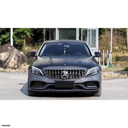 1 / 6 Body Kit Για Mercedes-Benz C-Class W205 14-20 Sedan Amg C63s Facelift Look Με Φτερά, Καπό, Μάσκα & Μπούκες Black Edition