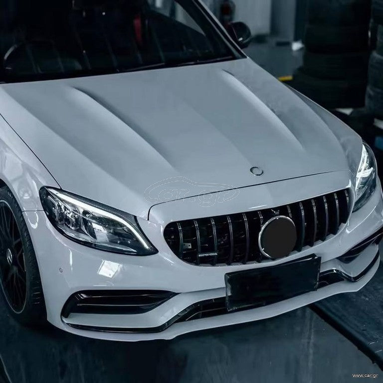 1 / 6 Body Kit Για Mercedes-Benz C-Class W205 14-20 Sedan Amg C63s Facelift Look Με Φτερά, Καπό, Μάσκα & Μπούκες Black Edition