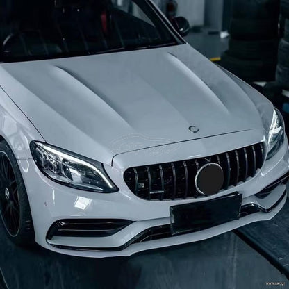 1 / 6 Body Kit Για Mercedes-Benz C-Class W205 14-20 Sedan Amg C63s Facelift Look Με Φτερά, Καπό, Μάσκα & Μπούκες Black Edition
