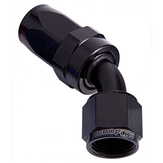 AEROFLOW 100 Series Swivel Taper 45° Hose End -10AN - Black Finish